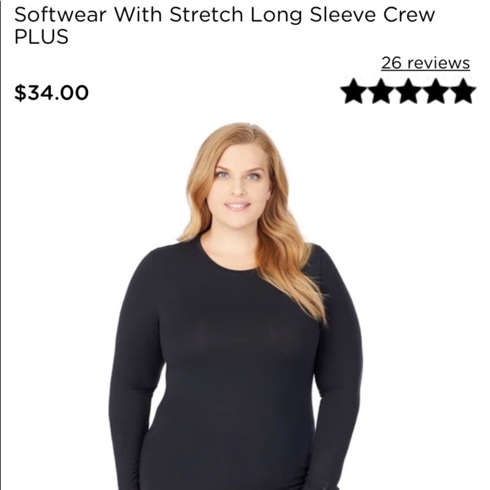 Cuddl Duds Softwear Stretch Long Sleeve Crewneck PLUS